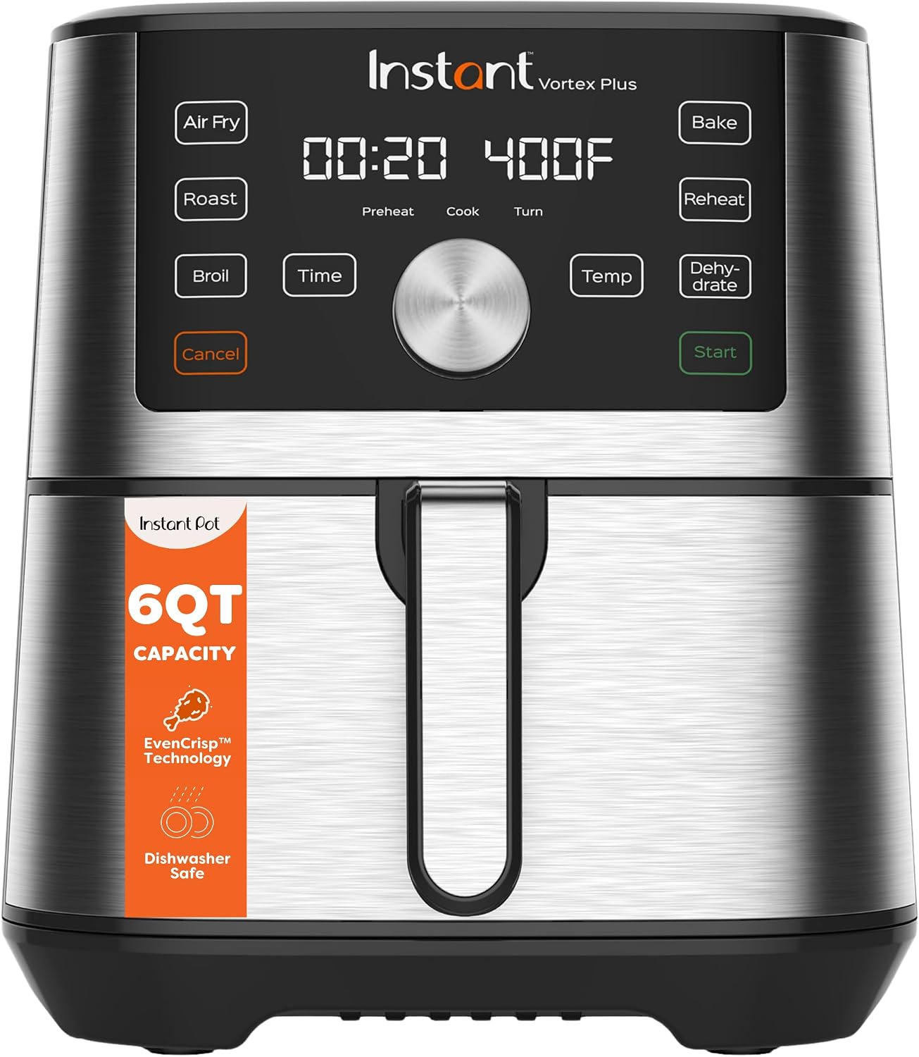 Instant Pot VORTEX Plus 6QT XL Air Fryer, 6-in-1 Air Fryer, Stainless Steel