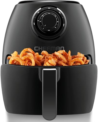 CHEFMAN Multifunctional Digital Air Fryer+ Rotisserie, Dehydrator, Convection Oven, 17 Touch Screen Presets Fry, Roast, Dehydrate, Bake, XL 10L Family Size, Auto Shutoff, Large Easy-View Window, Black