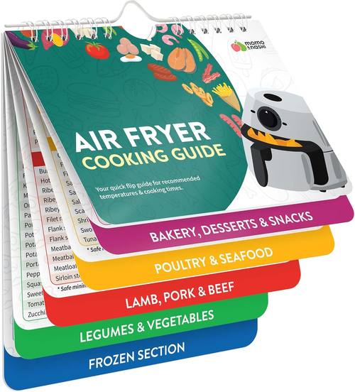 Air Fryer Cheat Sheet Magnets Booklet with Cookbook, Liners, and Cooking Guide