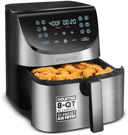Gourmia Air Fryer - 8 Qt Basket Capacity, 12 Presets, Stainless Steel
