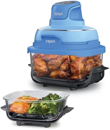 Ninja Crispi Glass Air Fryer, 4-in-1, Grey, FN101GY | Max crisp, bake, air fry, recrisp, 450F max, 4 Qt and 6 Cup containers, PFAS-free glass : Home &amp; Kitchen