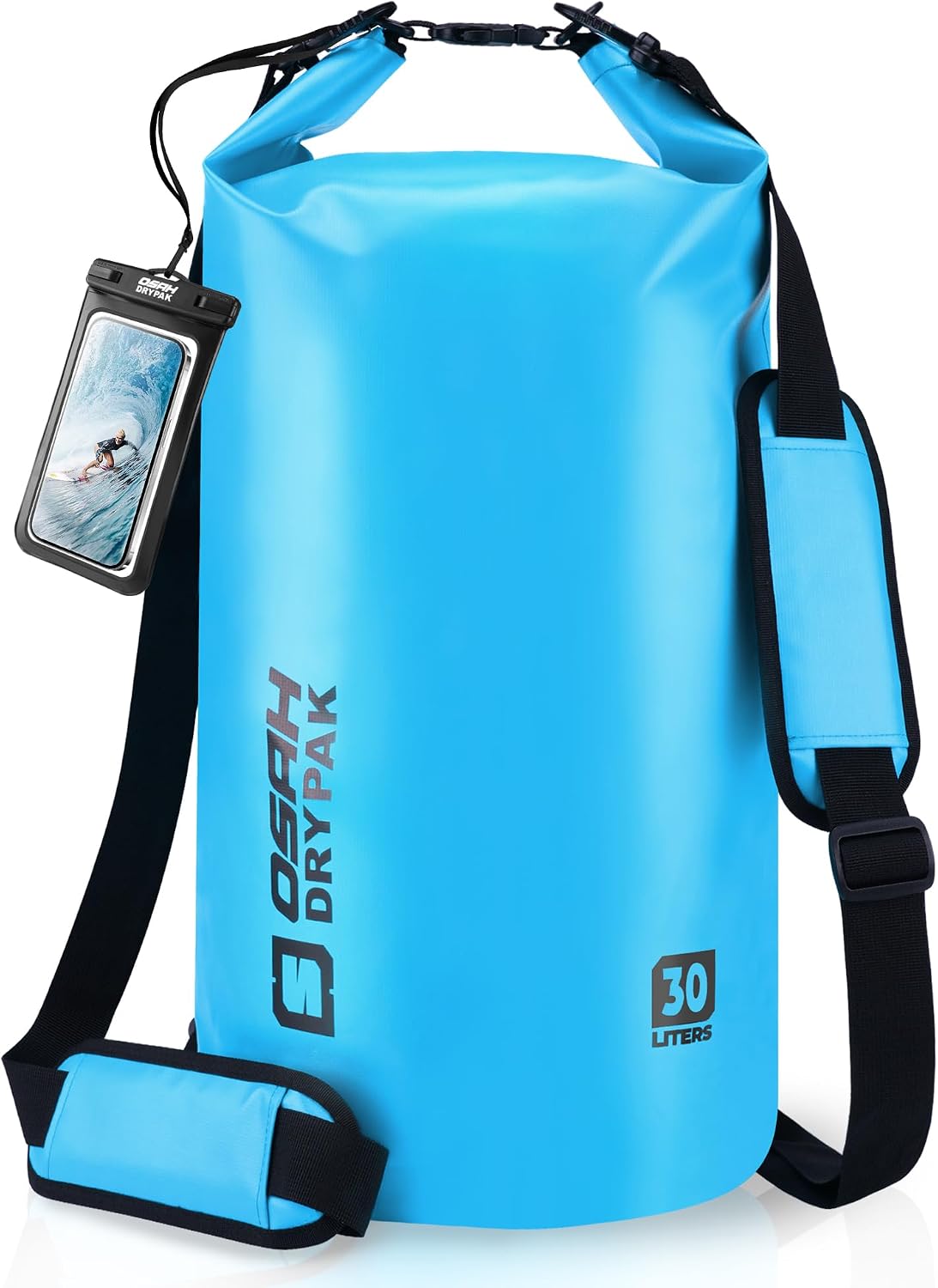 Waterproof Dry Bag, 5L/10L/20L/30L/40L Roll Top Lightweight Storage Backpack with Phone Case for Women & Men, Floating Waterproof Sack for Travel, Swimming, Kayaking, Paddle Board, Ca
