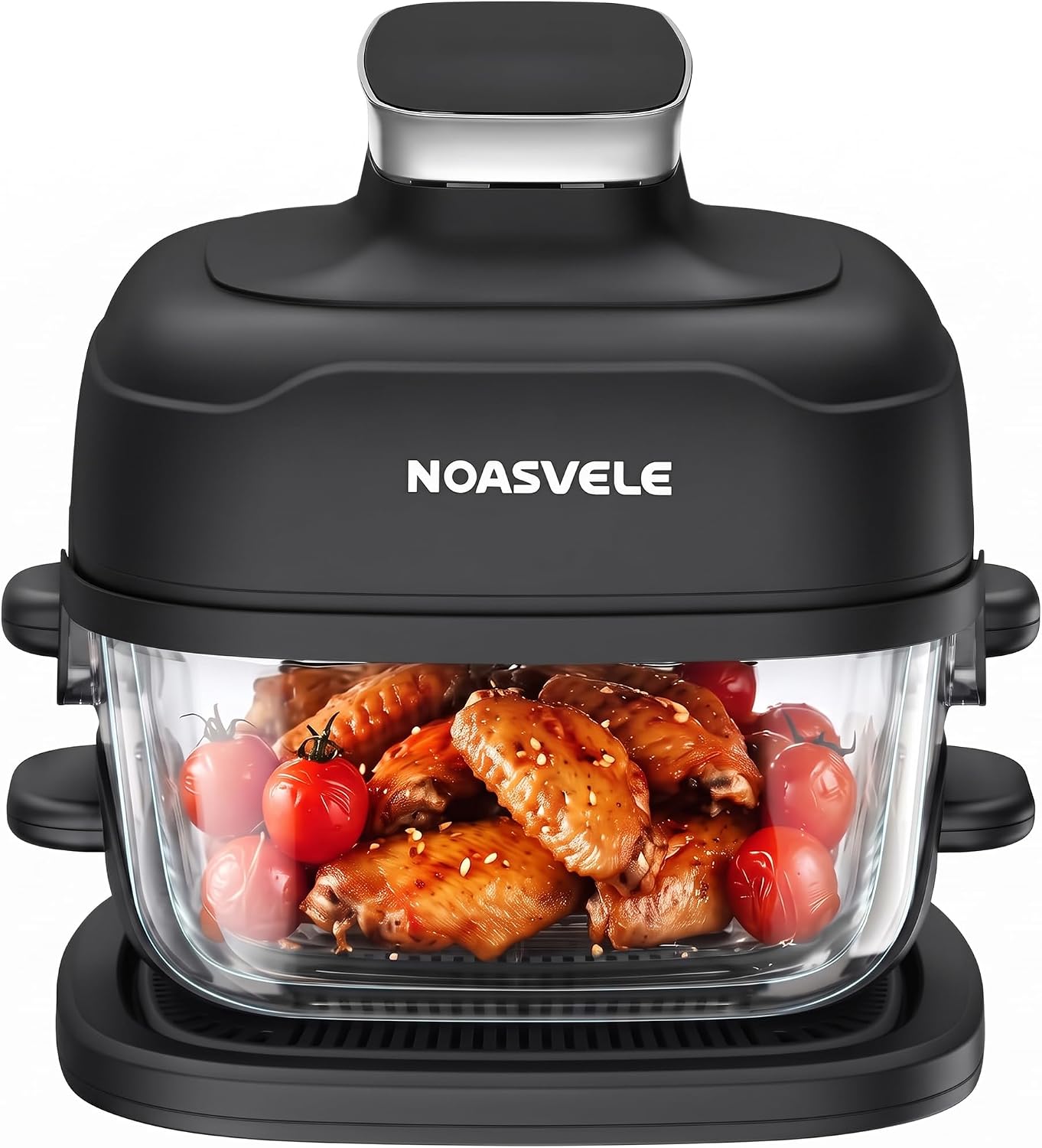 Glass Air Fryer with Crisper Plate, 4-in-1, AF115-1,Black