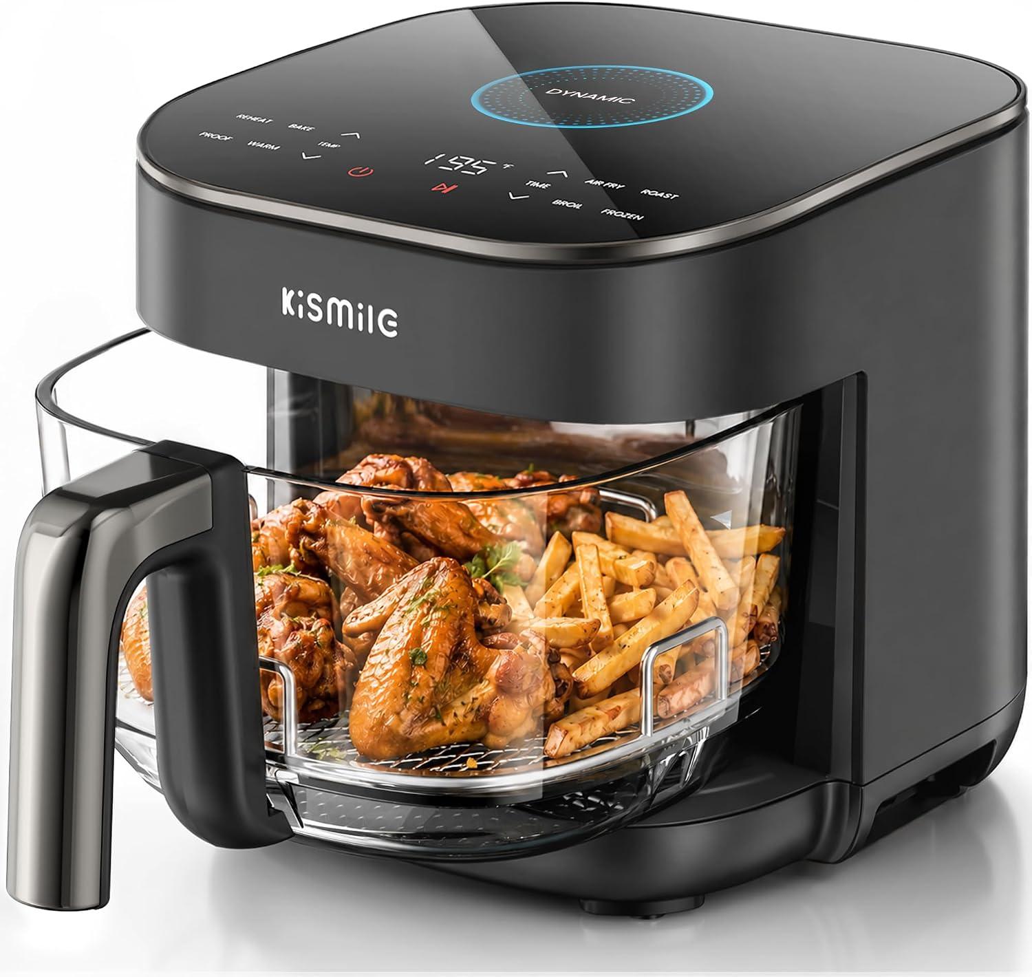 Kismile AeroLucen 5 QT Glass Air Fryer, No Preheat, 8-in-1, 450°F