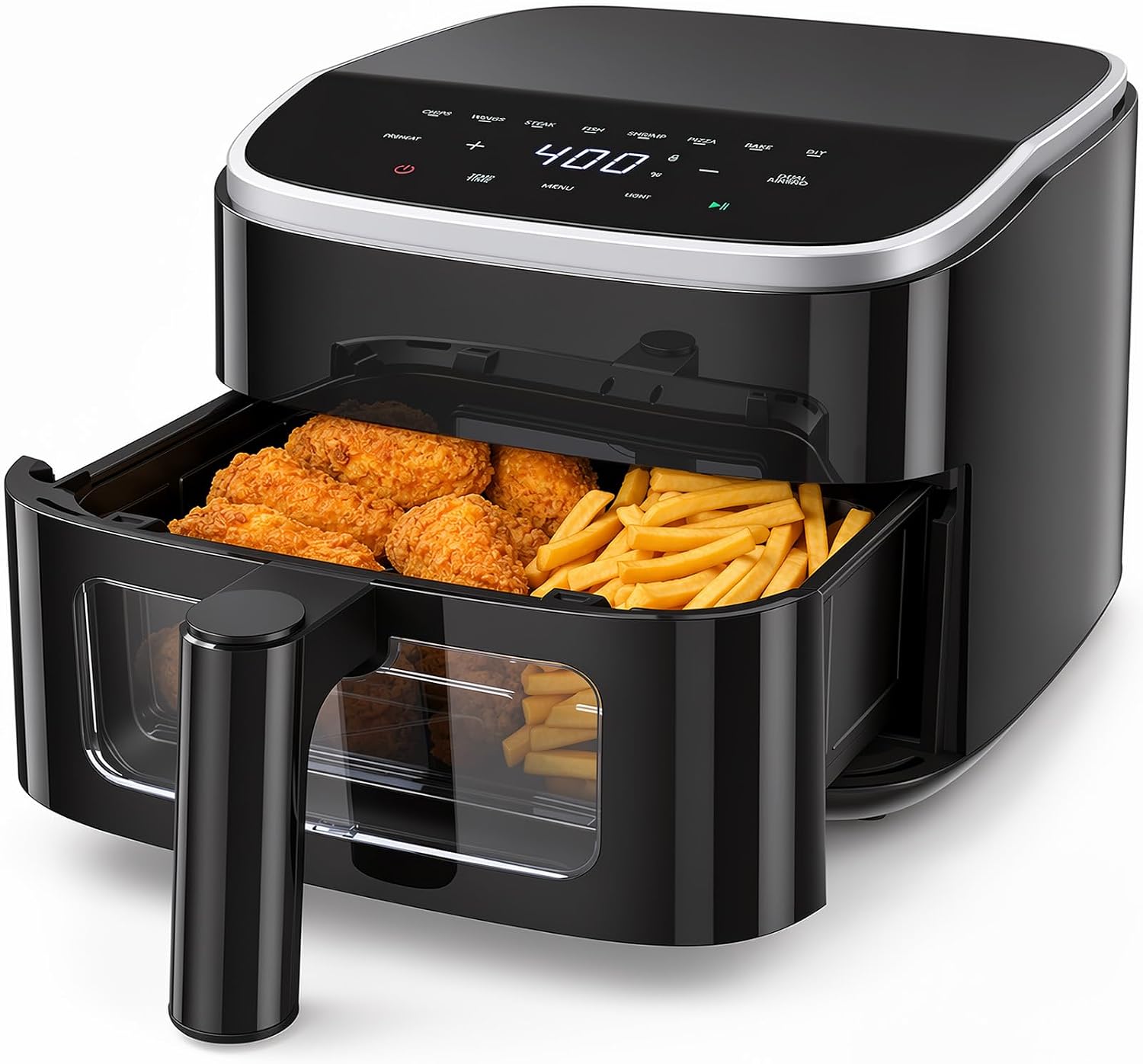 OLIXIS 4QT Air Fryer with Visible Window, 1500W Digital Touchscreen Air Fryer with 8 Presets, Auto Shut Off &amp; Nonstick Dishwasher Safe Basket, 60-Min Timer, Max 400°F