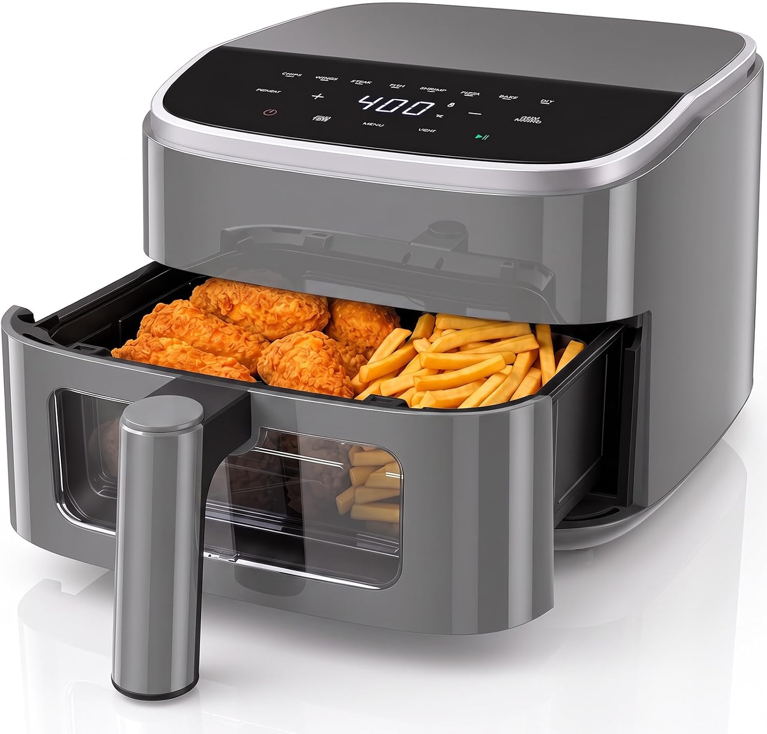 OLIXIS 4QT Air Fryer with Visible Window, 1500W Digital Touchscreen Air Fryer with 8 Presets, Auto Shut Off and Nonstick Dishwasher Safe Basket